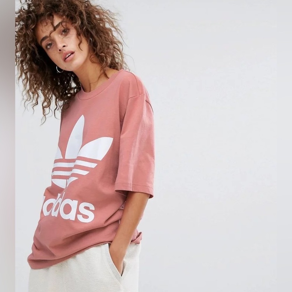 Adidas Pink Oversized Boxy Short Sleeve Tee